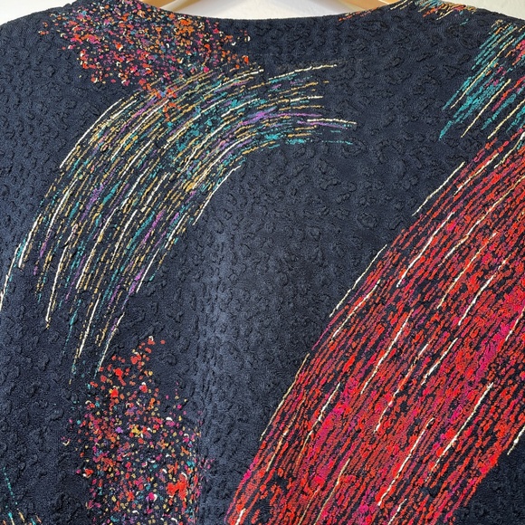 A Touch Of Class | VTG Metallic Brush Stroke Abstract Print Open Front Cardigan - Picture 8 of 13